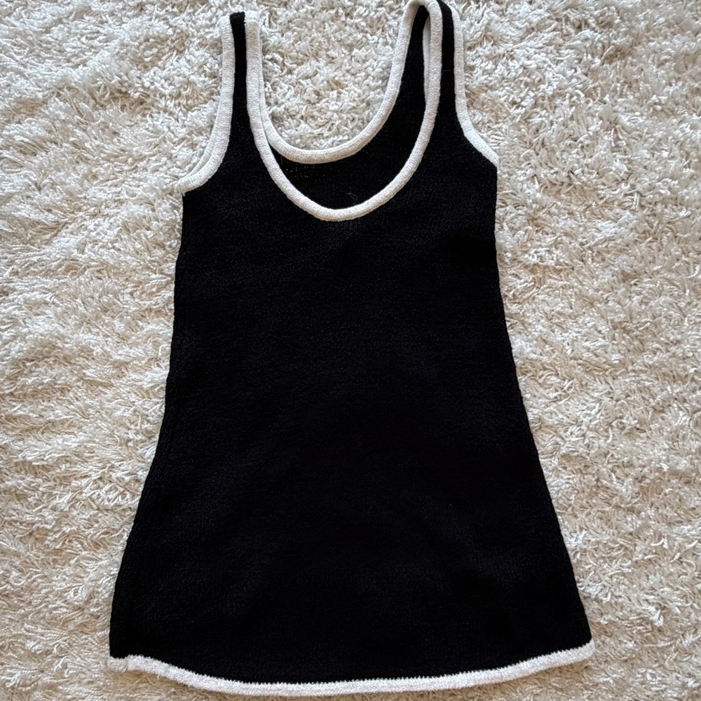 H&M Divided Black Knit Dress with White Trim